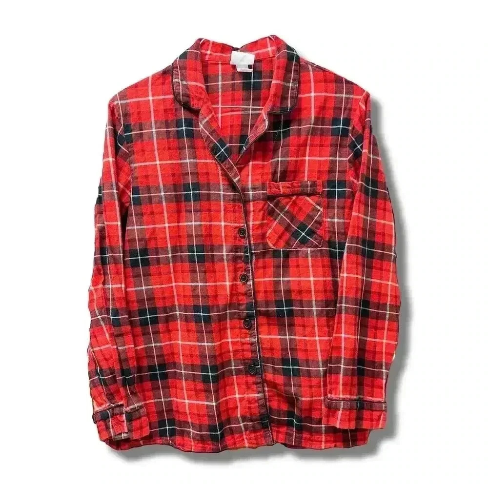 🌟Wondershop Unisex Plaid Pajama Shirt Red Long Sleeve Size S🌟